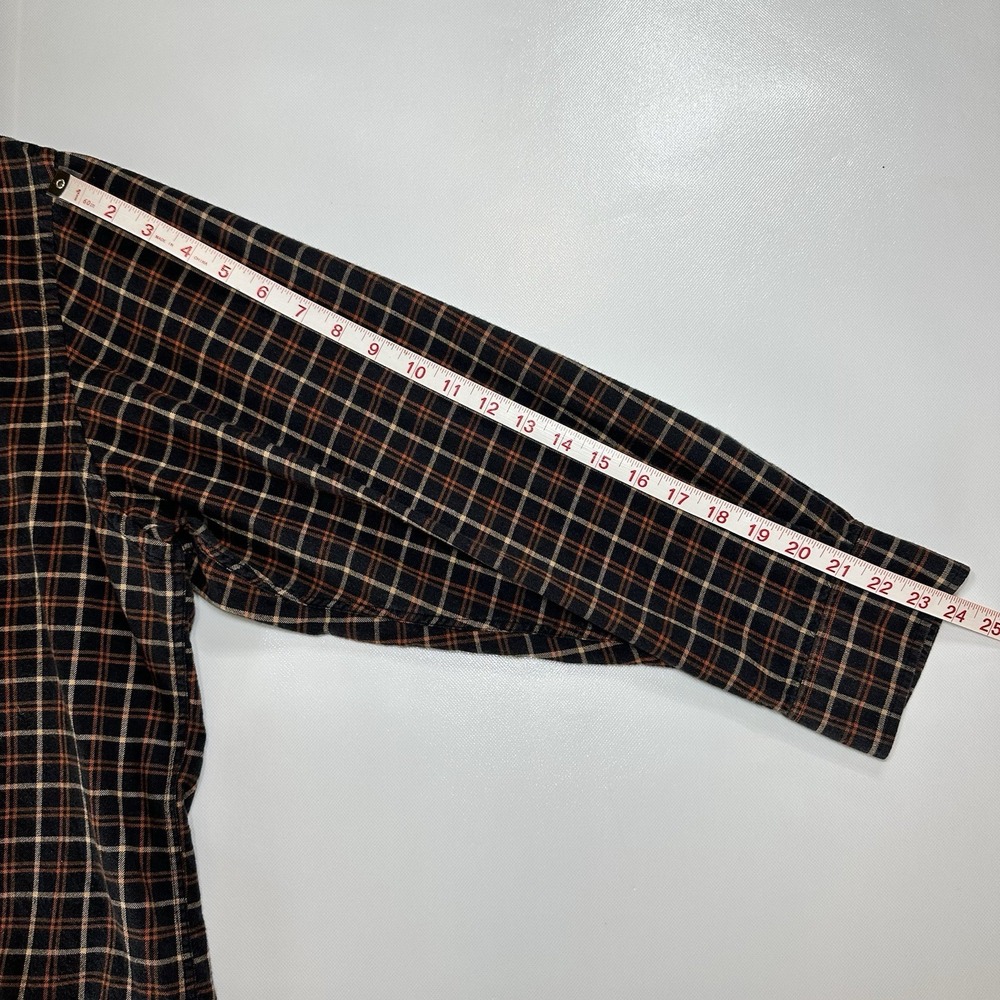 Orvis Men's XXL Plaid Button Down Shirt Black Orange‎ Check Wool Blend - Picture 6 of 9